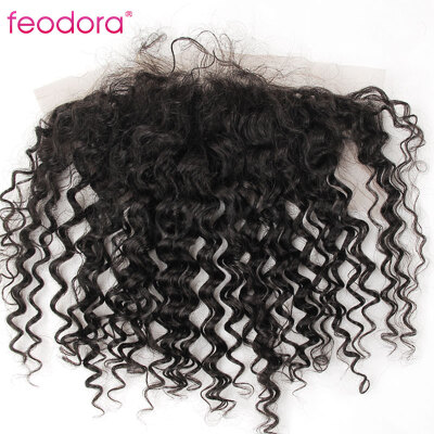 

Curly Brazilian Virgin Human Hair Lace Frontal Closure 13x4 Ear to Ear Natural Hairline Bleached Knots Lace Front Closures Stocked