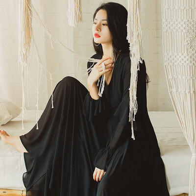 

Wei Ya chiffon dress summer long sleeve female 2018 new temperament fairy skirt elegant retro big skirt skirt