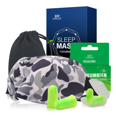 

Blue Lo eye earbuds set sleep shade breathable anti-noise camouflage eye mask 1 green ear plugs 4