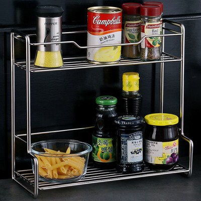 

Ou Runzhe rack seasoning rack stainless steel L word thick line double storage rack makeup rack