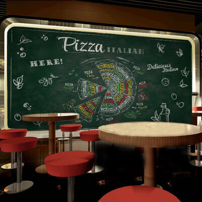 

Custom 3d mural Western style pizza wallpaper pizza cake hamburger bakery wallpaper casual coffee restaurant mural wallpaper