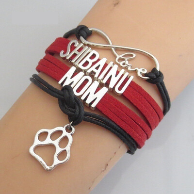 

Fashion Leather Multi-layers Jewelry Shiba Inu Mom Dog Charm Bracelet for Couple Infinity Love Animal Puppy Men Women Chain Bangle