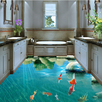 

Free Shipping 3D creek flooring painting bathroom mall decorative self-adhesive floor mural 250cmx200cm