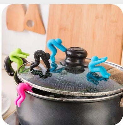 

2pcsset Multifunctional Littel People Spoon Rests Pot Clips Silicone Spill Stopper Kitchen Cooking Pots Accessories Gadgets