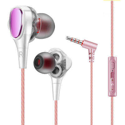 

New heavy bass double moving earplugs, universal high-definition microphone earplug HIFI earplugs