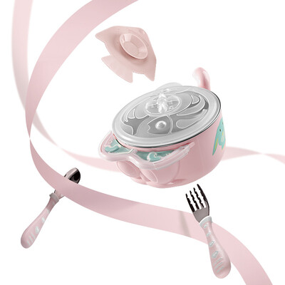 

Babycare childrens tableware complementary food bowl baby cutlery insulation bowl sucker bowl fork spoon 316 stainless steel cutl