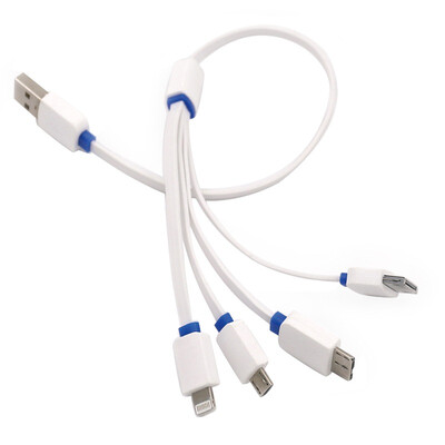 

Muyang MuYang MY-L6 Apple Android data cable multi-function charging cable round multi-purpose connector one for four multi-function charging line noodle line small portable 033 meters white