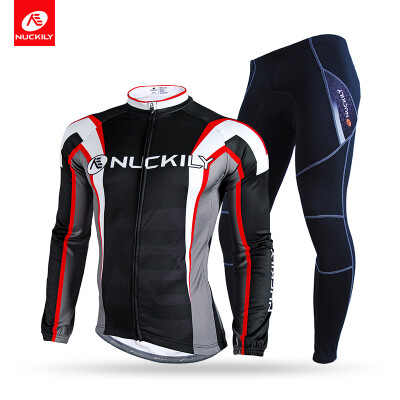 

NUCKILY Winter Thermal Cycling Set Mens Polyester Custom Design Bicycle Jersey