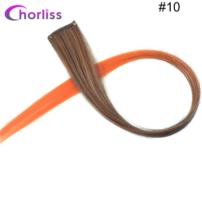 

Chorliss Clip In One Piece Hairpieces Ombre Synthetic Clip on Hair Extensions Colored Long Straight Fake Hair for Women Children