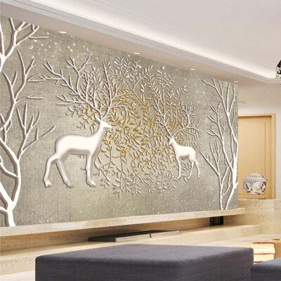 

Custom Any Size 3D Wall Mural Wall Paper Non-woven Large Wall Painting Living Room Bedroom Sofa TV Backdrop Photo Wallpaper Elk