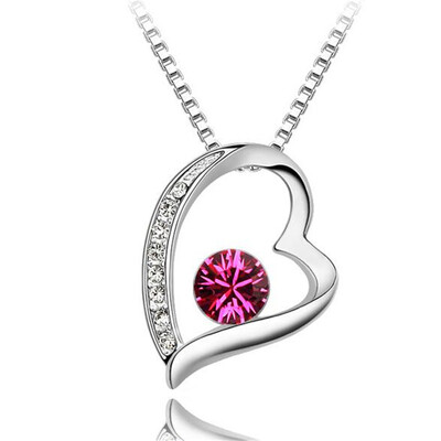 

Austrian Crystal Love Heart Shape Necklaces for Women 2018 New Fashion Elegant Ladies Jewelry Gift Wholesale 2186