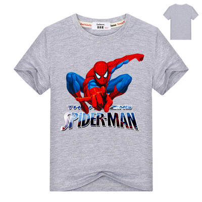

Мальчики Супер герой Marvel Spiderman t shirt spider man Хлопок Тис Топ Дети Мода Короткие рукава Cool Партия рубашка Серые майки