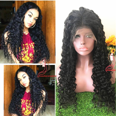 

150% density Curly Virgin Human Hair Wigs for Black Women Middle Part Lace Front Wigs Human Hair Natural Color Bellahair 8A