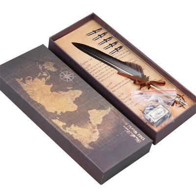 

Goose Feather Quill Pen Grey Natural Dip Calligraphy Writing Dip Quill pen Gift in Box