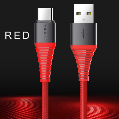 

Rock Hi-Tensile Type C 3A Charge & Data Sync Cable Nylon Braided Durable Cord For Samsung Galaxy S8 Note8