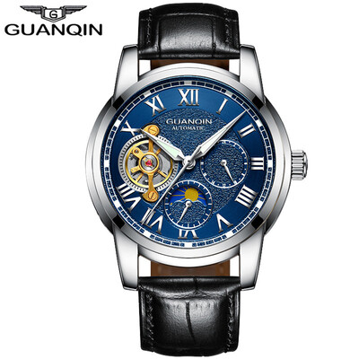 

GUANQIN Mens Top Brand Business Waterproof Watch Tourbillon Automatic Mechanical Watch Mens Casual Leather Strap