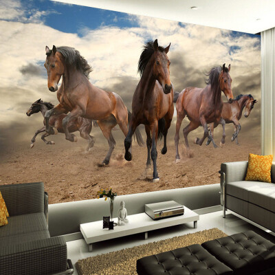 

Custom 3D Mural Wallpaper Non-woven Stereoscopic Galloping Horse Home Decoration Wall Art For Living Room Bedroom Wallpaper Roll
