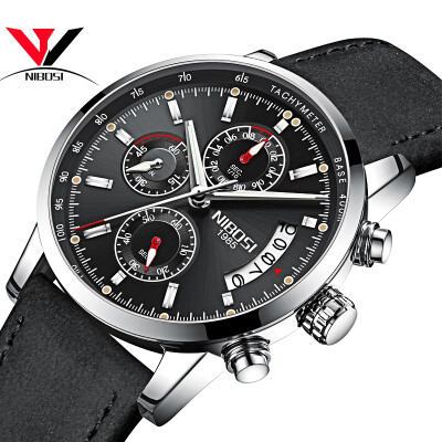 

NIBOSI Quartz Wrist Watch Men Top Brand Luxury Watch Fashion Men Sport Watch Leather Band Chronograph Stainless Steel Relogios