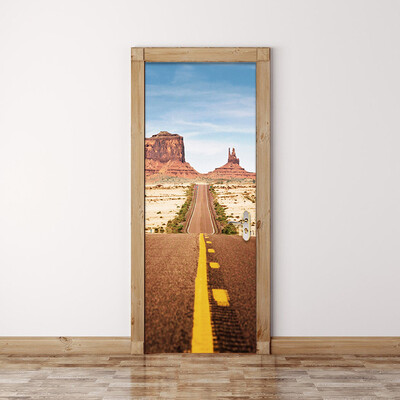

3D Wall Sticker Creative DIY Mural Пространственное расширение Шоссе Дверь Обои Жилая комната Спальня Исследование Домашний декор 77cmx200cm