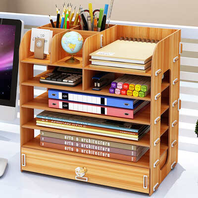 

Wanshijia office supplies desktop storage box finishing storage debris file rack office multi-layer data bookshelf JD-B05 black