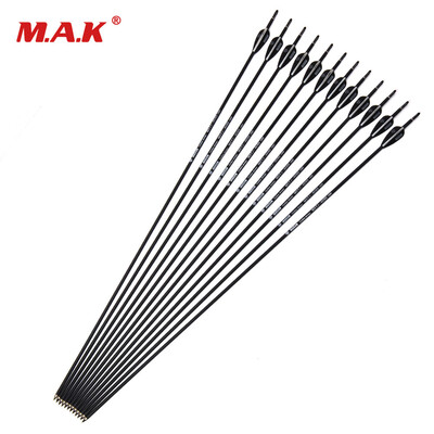 

12 pcs 80cm Spine 1000 Carbon Arrows with Black&White Feather for CompoundRecurve Bow Hunting Archery