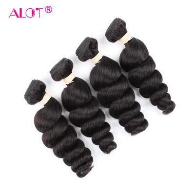 

Alot Loose Wave 100% Человеческие волосы Weave weft 4 Bundles Индийские волосы Loose Wave