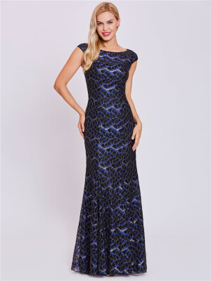 

CAZDZY Bateau Neck Lace Mermaid Evening Dress