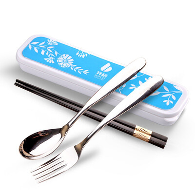 

Bayer BAYCO Stainless Steel Portable Chopsticks Dinner Forks Tableware Tableware Four Pieces BX4975-Blue