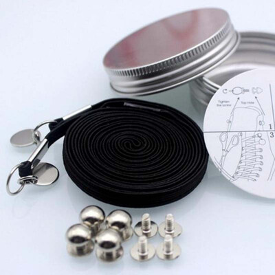 

JUP 12 Pairs Sneakers Shoelaces Locking Shoe Lace High-grade Metal Box Packaging Lazy People Without Strong Elastic Lace Without