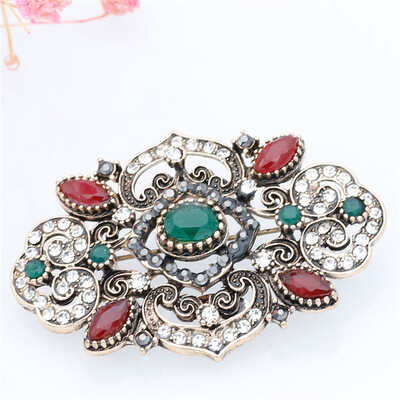 

Fine Crystal Turkish Flowers Brooch For Women Vintage Jewelry Antique Gold CZ Zircon Accessories Delicate Gifts Girl Badge Pins