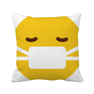 

Sick Mask Yellow Cute Online Chat Square Throw Pillow Insert Cushion Cover Home Sofa Decor Gift