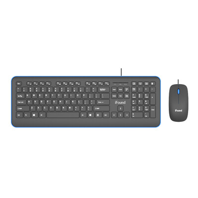 

Founder iFound F6101 wired mouse&keyboard set office mouse&keyboard set notebook chocolate key cap keyboard mouse blue gray