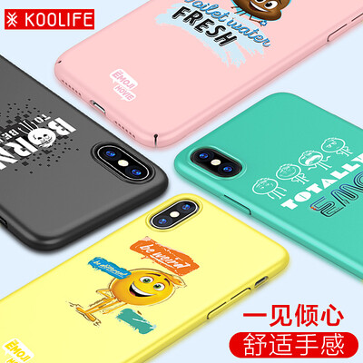 

KOOLIFE Apple X Mobile Shell Cover EMOJI Cartoon Hard Shell / All-inclusive Scrub Скраб-оболочка Мужские и женские модели Мобильный костюм Применимо для Apple i