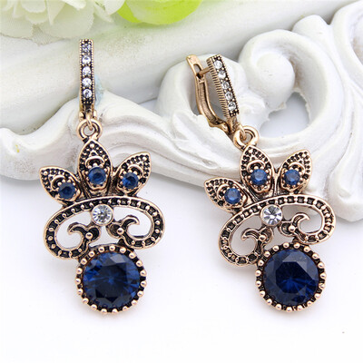 

Винтаж турецких женщин смолы цветок серьги полые Арабески клевера крючок серьги античный золотой цвет Индии мусульманской невесты