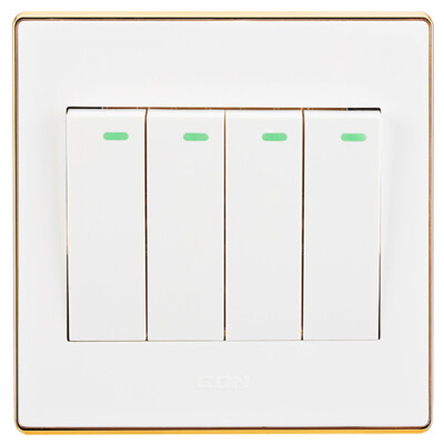 

Sidon (CDN) D1-K041 four open single control steel frame wall panel switch socket four open a control warranty 10 years