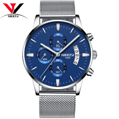 

NIBOSI Quartz Wrist Watch Male Clock Men Watch Fashion Top Brand Luxury Wristwatch Mesh Strap Stainless Steel Waterproof Relogios