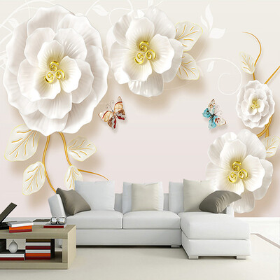 

Пользовательские фото обои Murals 3D Embossed Rose Living Room TV Background Wall Painting Нетканые обои Murales De Pared 3D