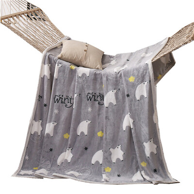 

iDouillet White Bears & Snowflakes Printed Micro Plush Fleece Blanket Throw for Bed Sofa Couch Airplane Car Light Grey Full Twin