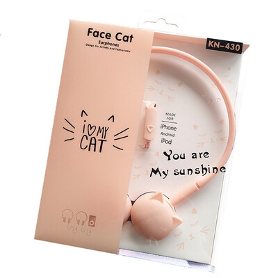 

Cute Cat Цветные стерео розовые наушники Наушники для наушников для Samsung Xiaomi mp3 Kids Student Birthday Gifts With Retail box
