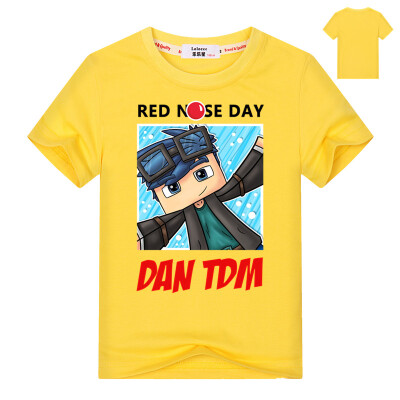 

3-13 лет Подростковая одежда для мальчиков ROBLOX T Shirt Cartoon Running T-shirt Fashion DAN TDM 100% Хлопок Синие топы Тройники