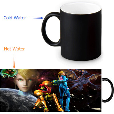 

Metroid 350ml / 12oz Heat Reveal Mug Color Change Чашка кофе Чувствительные морфинг-кружки Волшебная чашка для чайных чашек