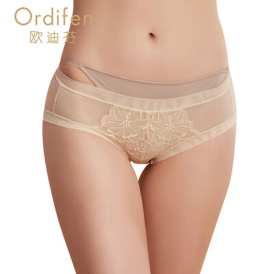 

Ou Difen womens underwear low waist flat pants womens triangle underwear XP7506 cocoa color