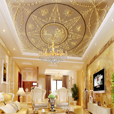 

Пользовательские фотографии Mural Wallpaper 3D Stereo Relief Европейский классический роскошный потолок Fresco Living Room Hotel Lobby Ceiling Mural