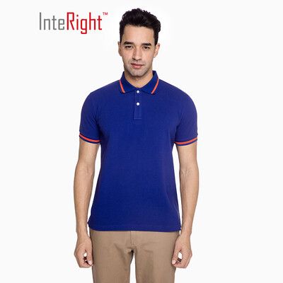 

INTERIGHT cotton POLO shirt mens T-shirt washed casual short-sleeved treasure blue M