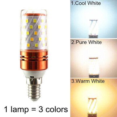 

LED Piecewise light changing LED corn lamp 220V 12W WarmPureCool White 3Colors led luminous SMD E14 Chandelier