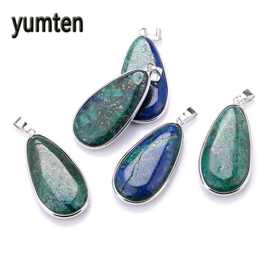 

Yumten Lapis Lazuli Pingente Peacock Green Gemstone Crystals Jewelry Necklace Choker Chaveiro Boucle d'Oreille Femme Pendante