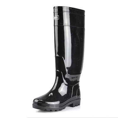 

Warrior high-duty rain boots rubber shoes work shoes water shoes mens rain boots HXL8199 black high tube 39