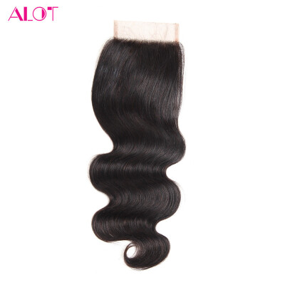 

Alot Indian Body Wave Virgin Hair 100% Lace Closure 4*4 Human Hair 3 Parts 1Pcs Lace Closure Natural Color