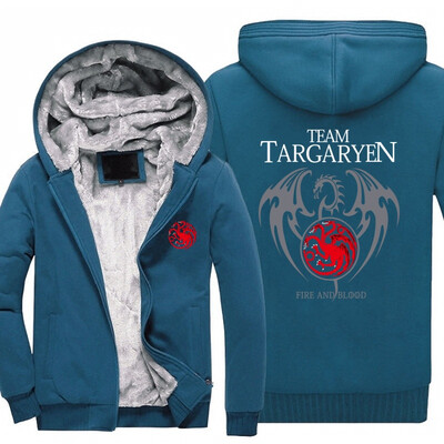 

2018 New Thickness Game of Thrones House Targaryen Jacket Sweatshirts Thicken Hoodie Zipper Coat USA size