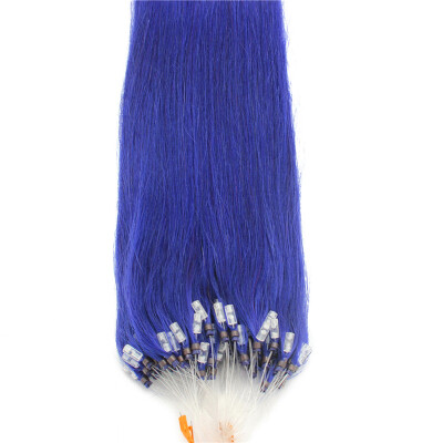 

Full Head 100g Blue Micro Loop Ring Remy Human Hair Extensions